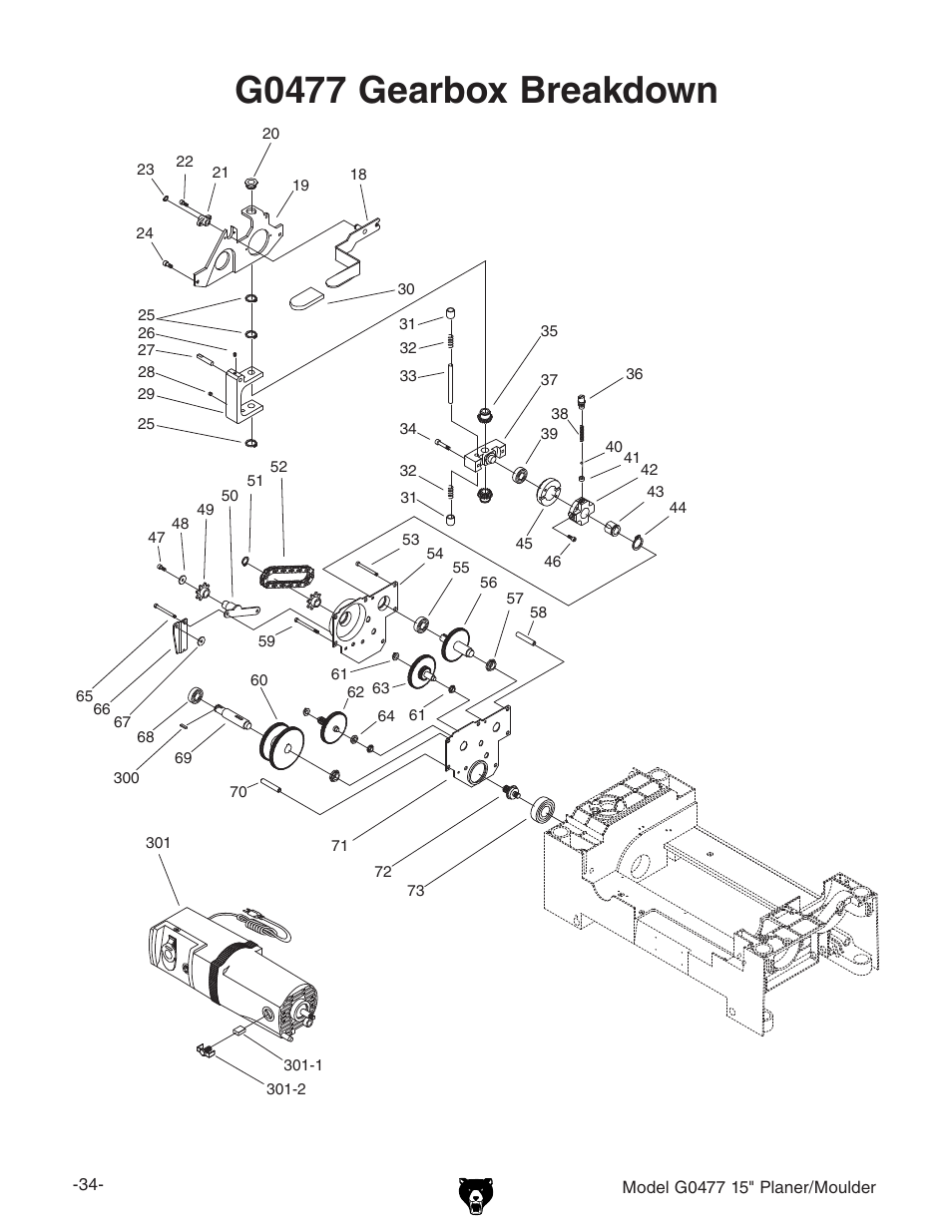 G0477 gearbox breakdown | Grizzly G0477 User Manual | Page 36 / 48