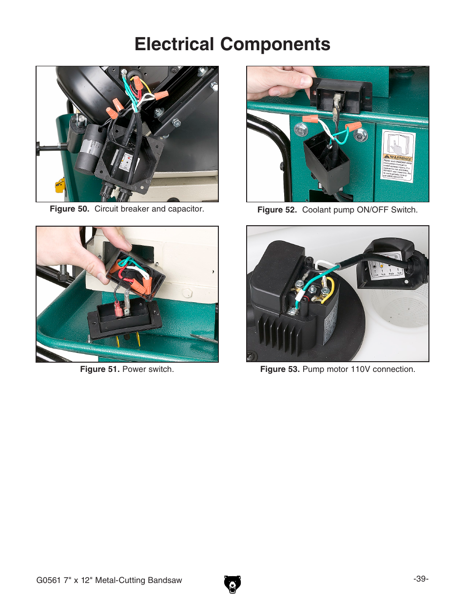 Electrical components | Grizzly G0561 User Manual | Page 41 / 52