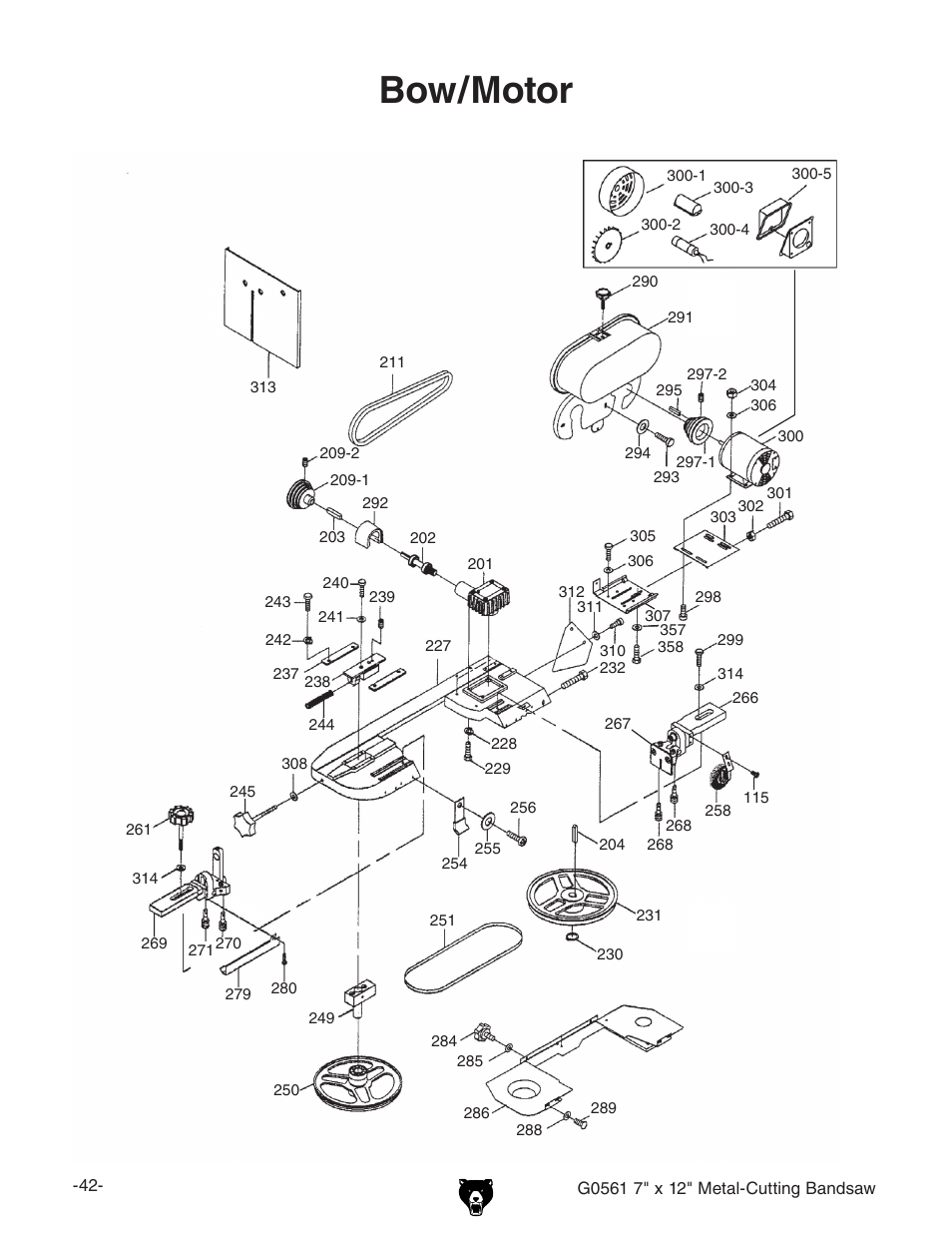 Bow/motor | Grizzly G0561 User Manual | Page 44 / 52