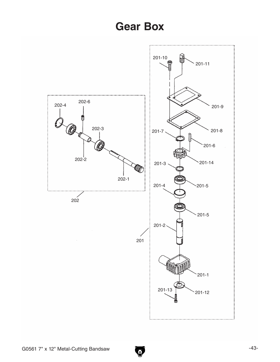 Gear box | Grizzly G0561 User Manual | Page 45 / 52