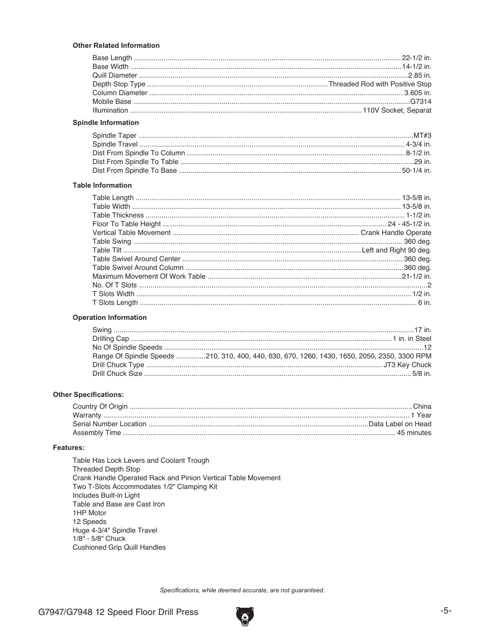 Grizzly G7947 User Manual | Page 7 / 56