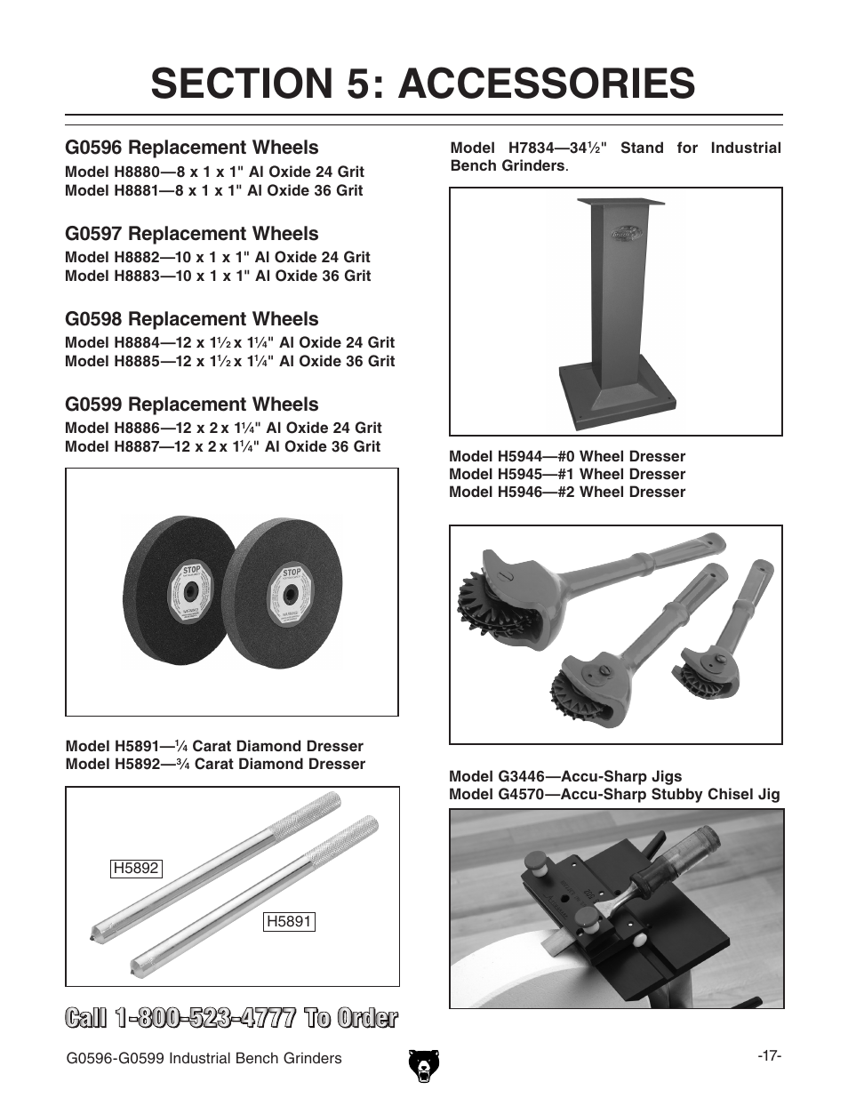 G0596 replacement wheels, G0597 replacement wheels, G0598 replacement wheels | G0599 replacement wheels | Grizzly G0596 User Manual | Page 20 / 33