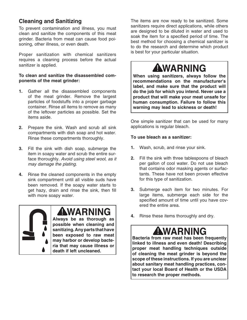 Cleaning and sanitizing | Grizzly H7778 User Manual | Page 2 / 4