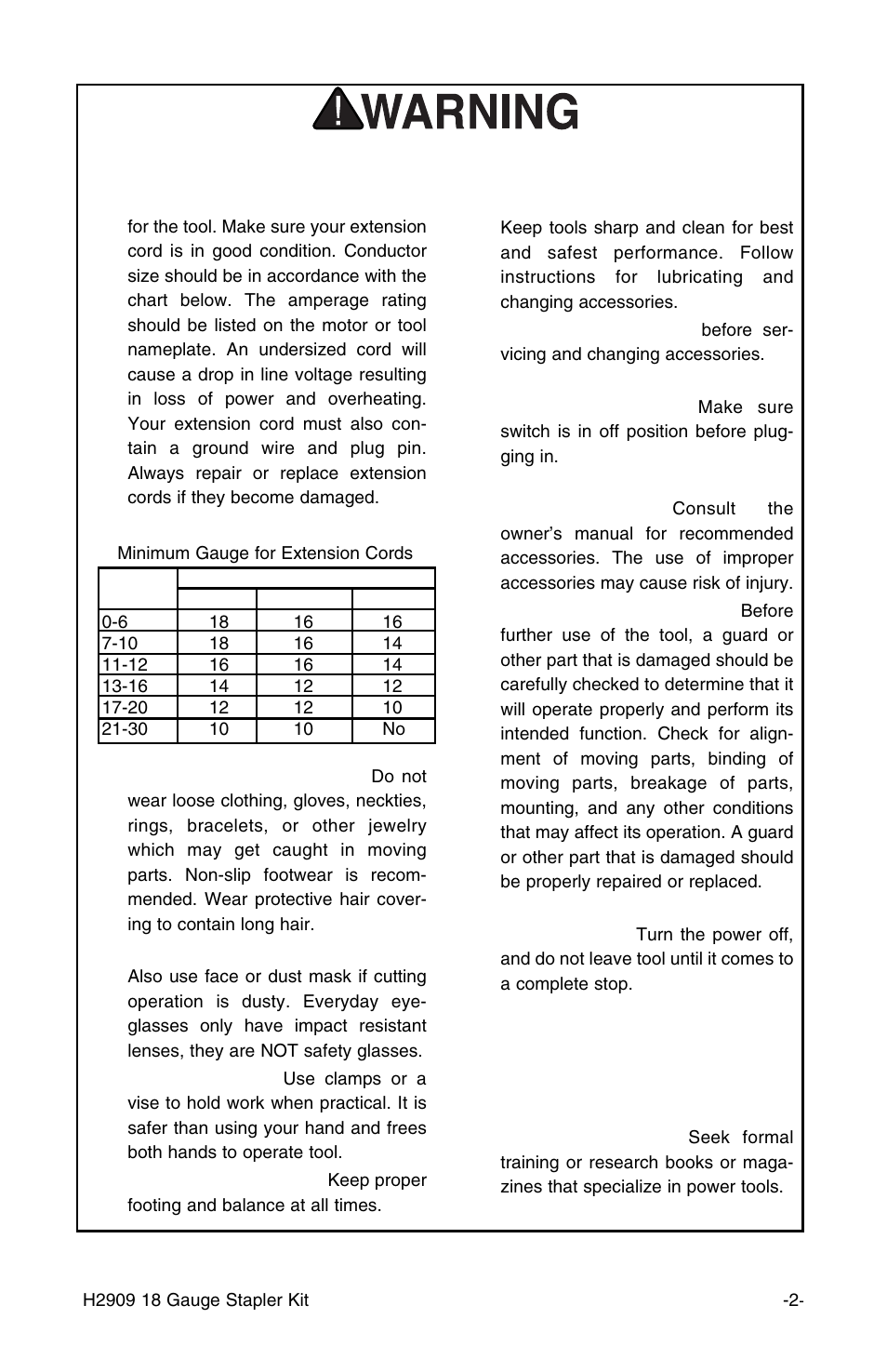 Safety instructions for power tools | Grizzly H2909 User Manual | Page 3 / 16