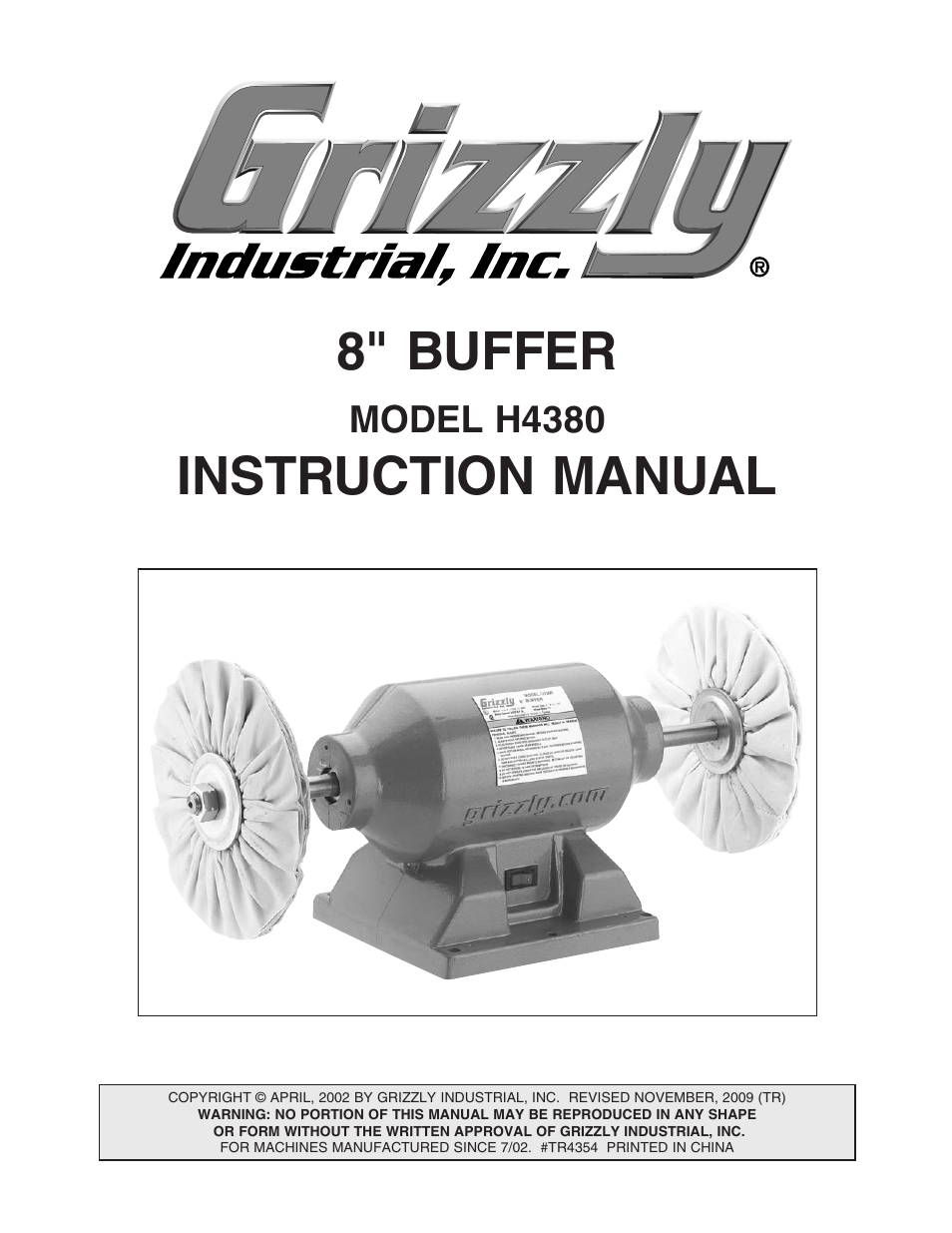 Grizzly H4380 User Manual | 20 pages