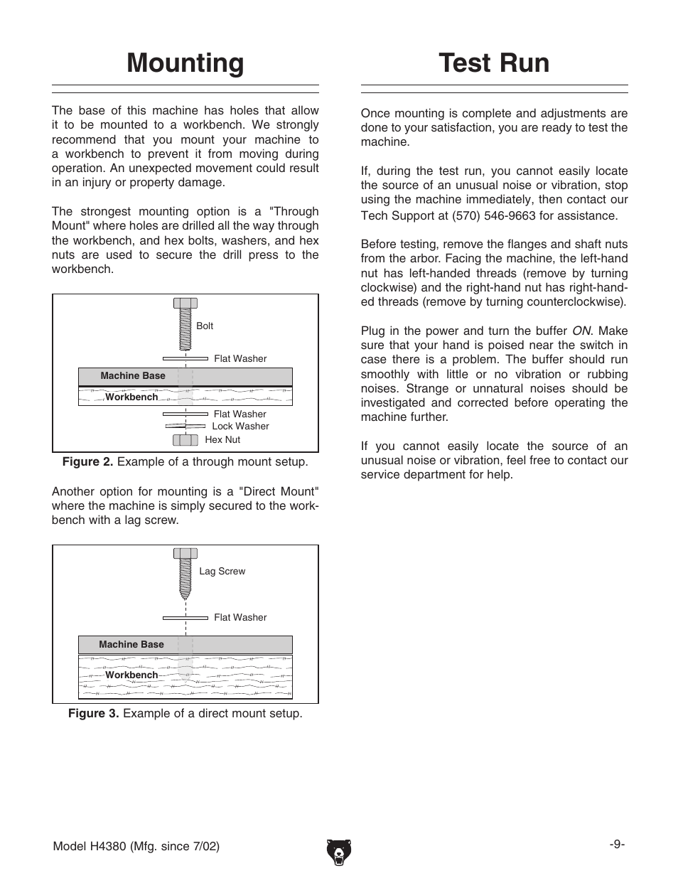 Mounting, Test run | Grizzly H4380 User Manual | Page 11 / 20