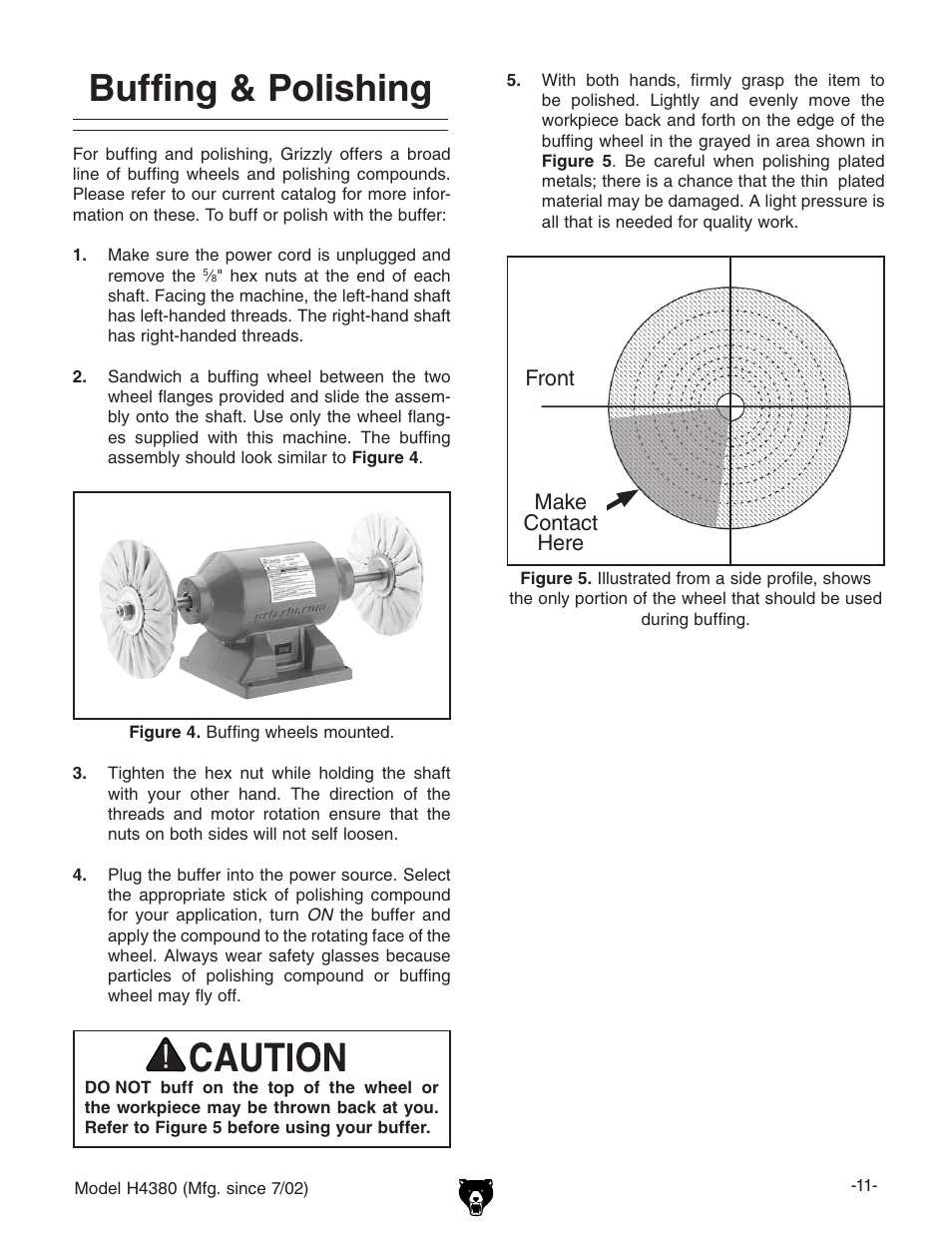 Buffing & polishing | Grizzly H4380 User Manual | Page 13 / 20