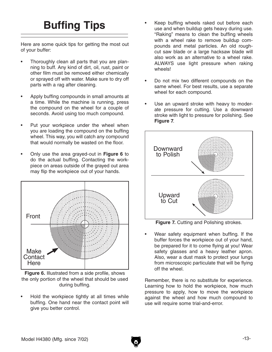 Buffing tips | Grizzly H4380 User Manual | Page 15 / 20