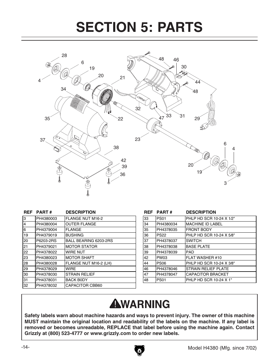 Grizzly H4380 User Manual | Page 16 / 20