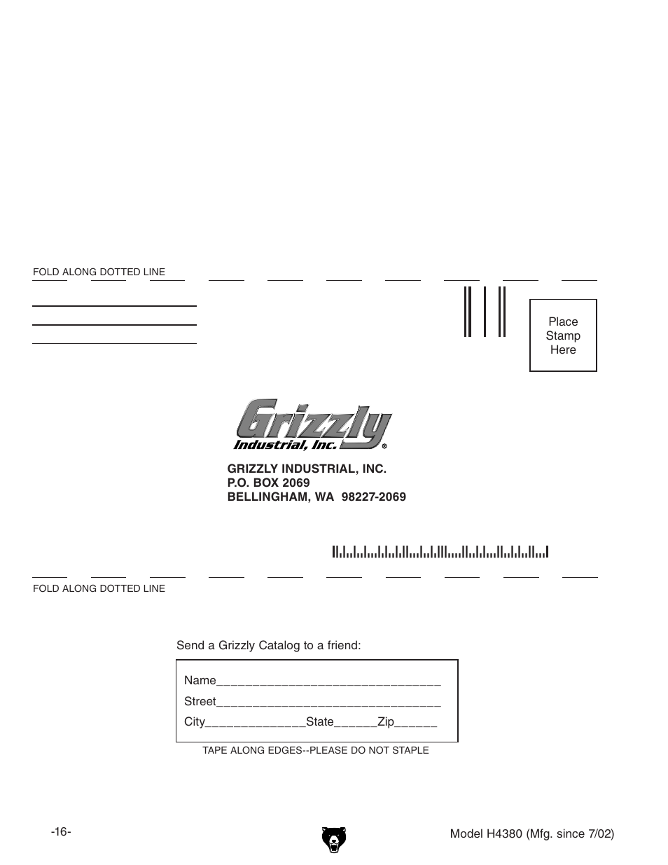 Grizzly H4380 User Manual | Page 18 / 20