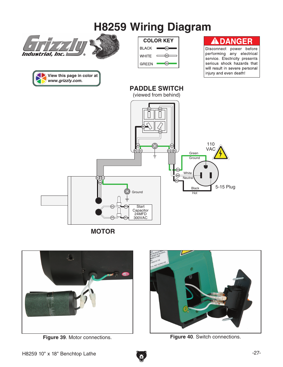 H8259 wiring diagram | Grizzly H8259 User Manual | Page 29 / 36