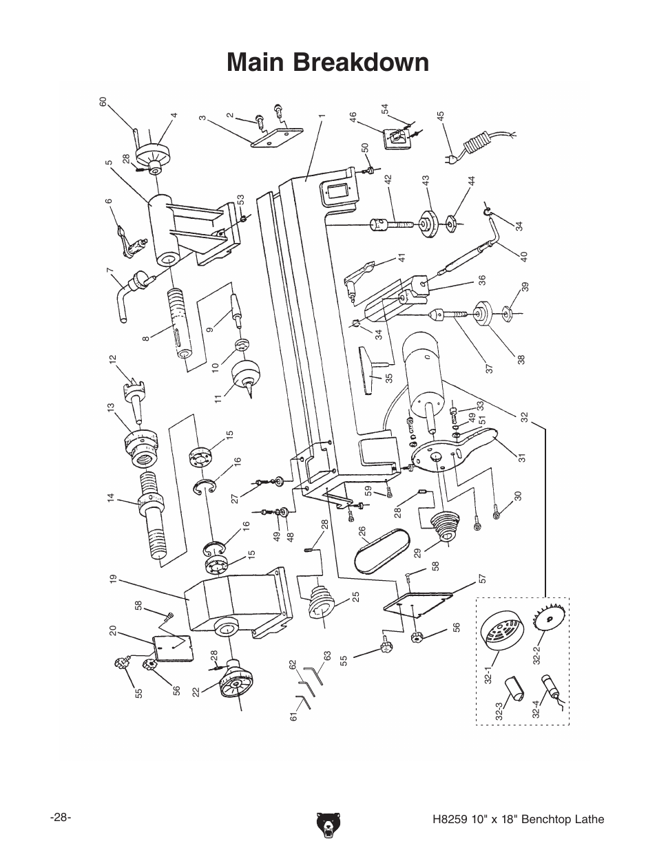 Main breakdown | Grizzly H8259 User Manual | Page 30 / 36