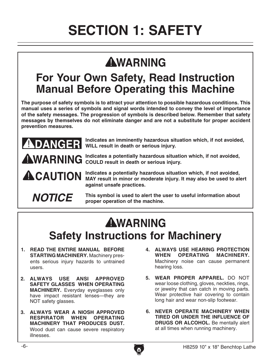Grizzly H8259 User Manual | Page 8 / 36