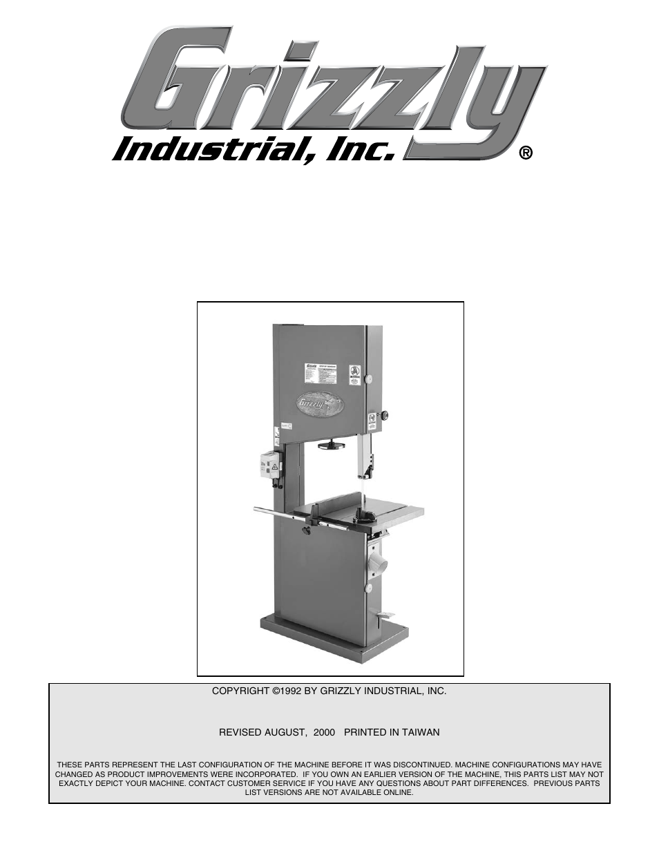 Grizzly G7212 User Manual | 5 pages