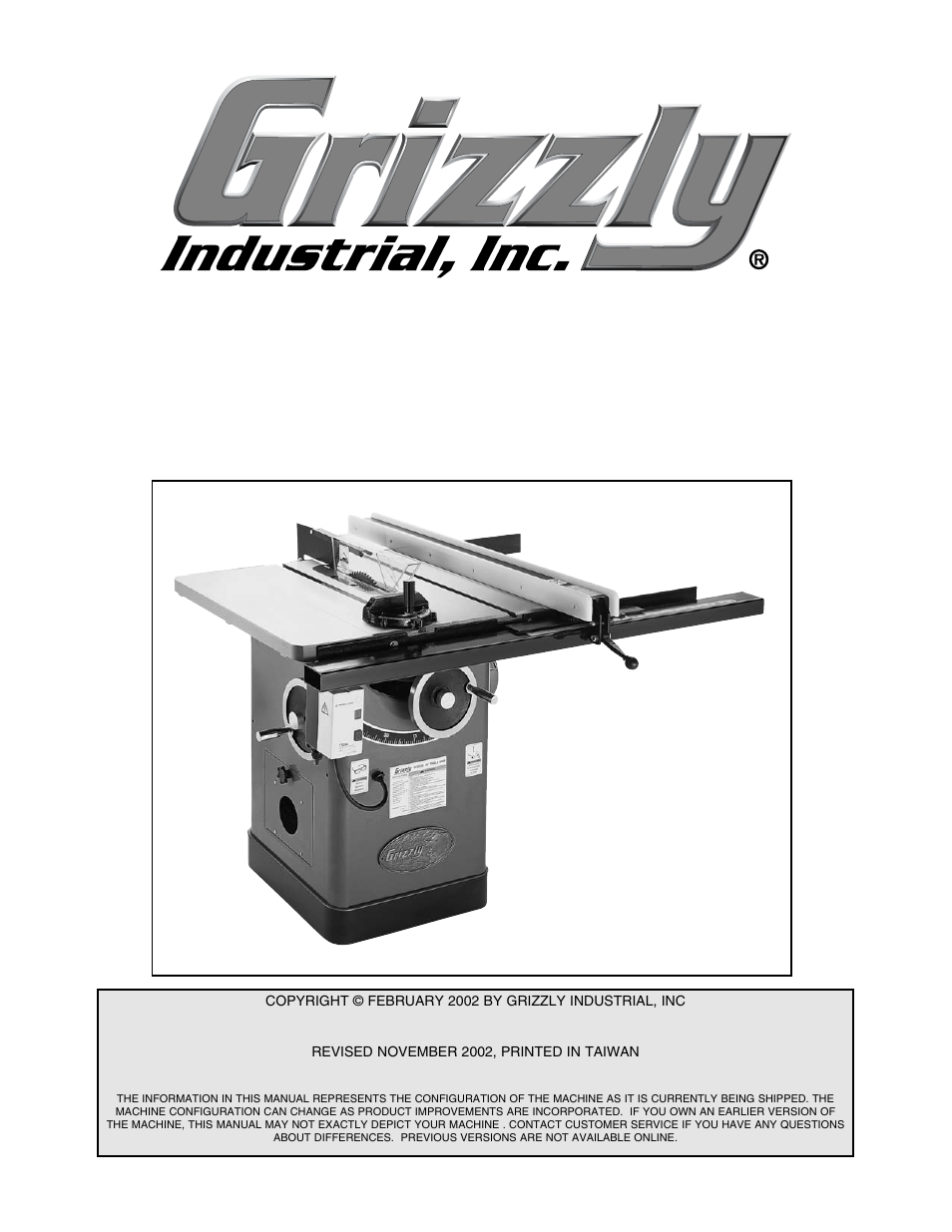 Grizzly G1023S110 User Manual | 59 pages