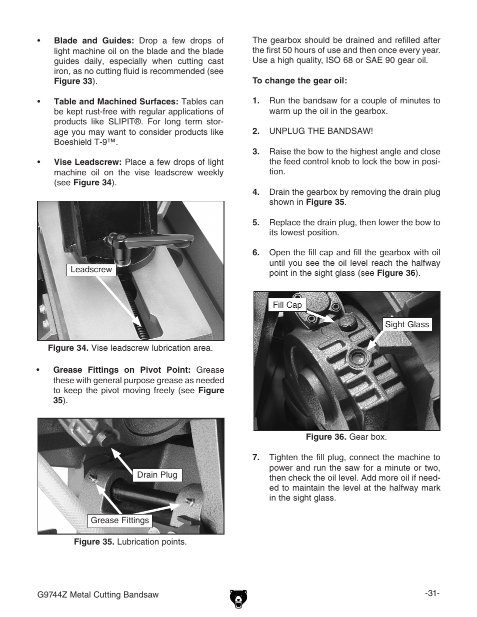 Grizzly G9744Z User Manual | Page 33 / 52