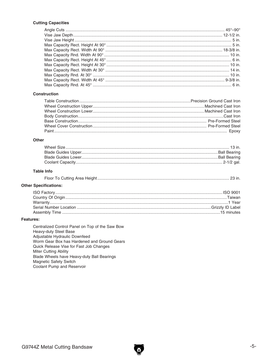 Grizzly G9744Z User Manual | Page 7 / 52