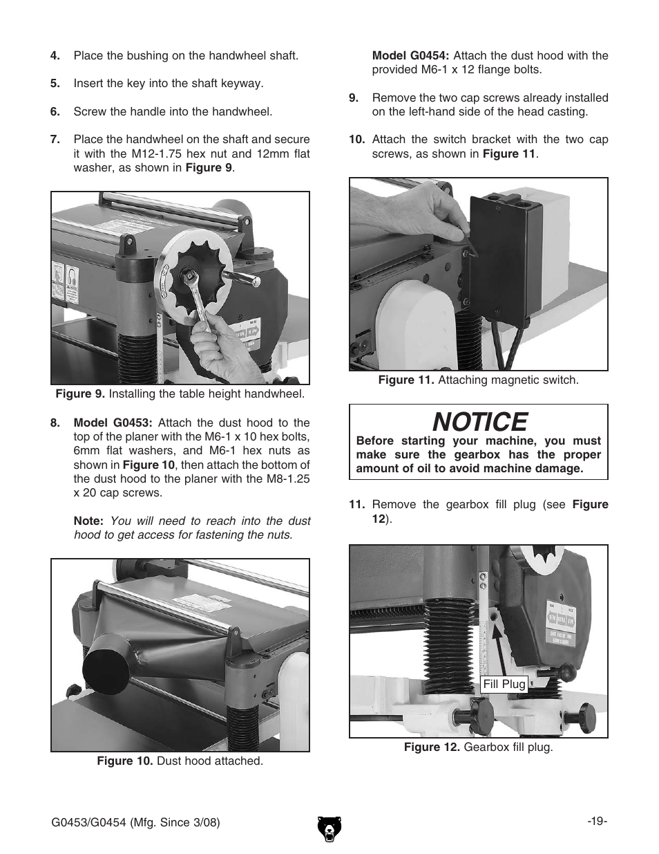 Notice | Grizzly MOBILE PLANERS G0453 User Manual | Page 21 / 72