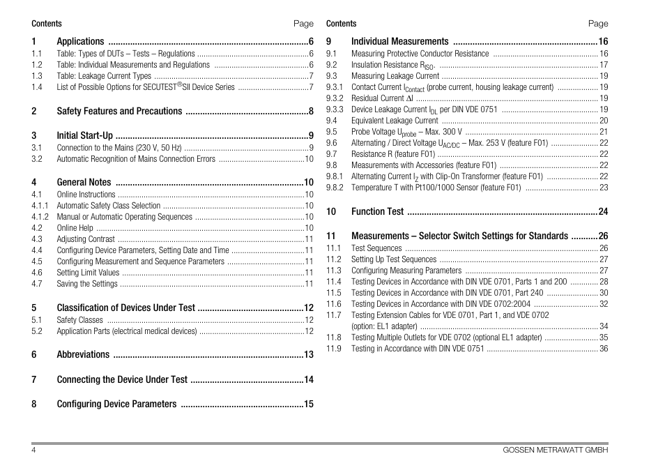 Gossen MetraWatt 702 User Manual | Page 4 / 48