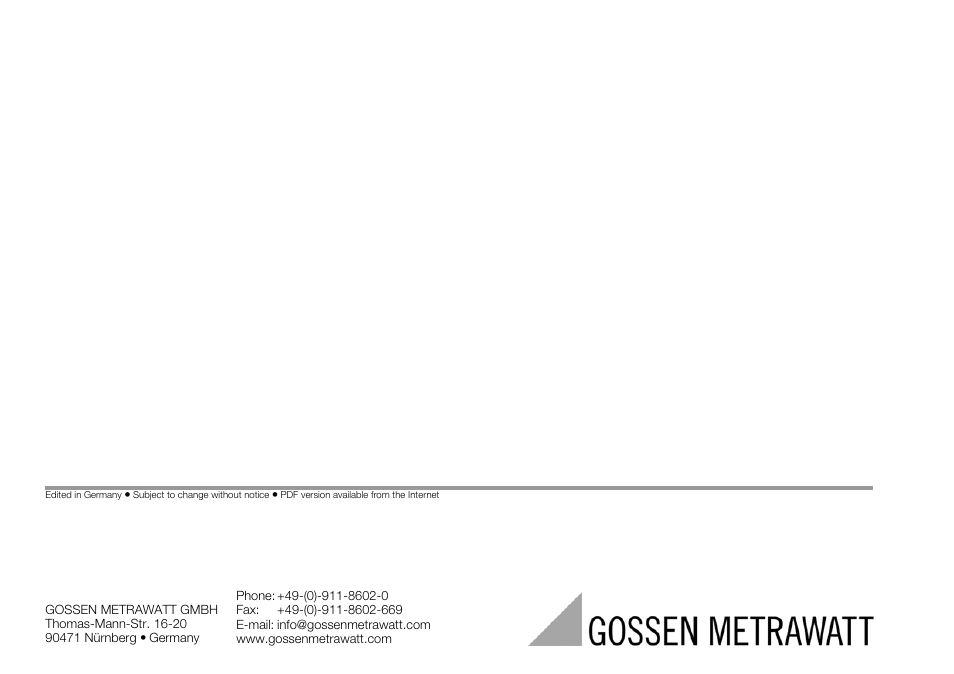 Gossen MetraWatt 702 User Manual | Page 48 / 48