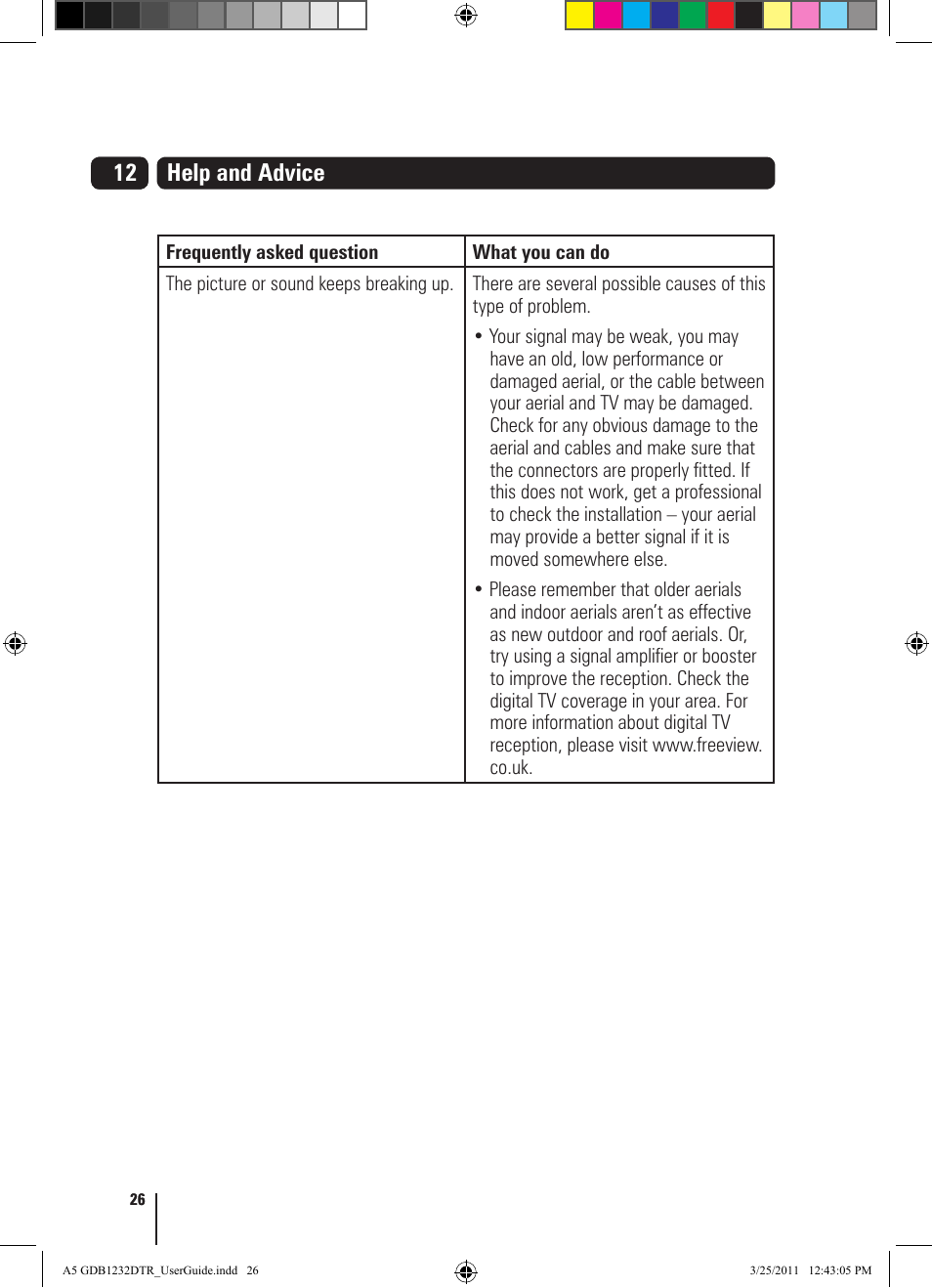 12 help and advice | Goodmans GDB1232DTR User Manual | Page 26 / 32
