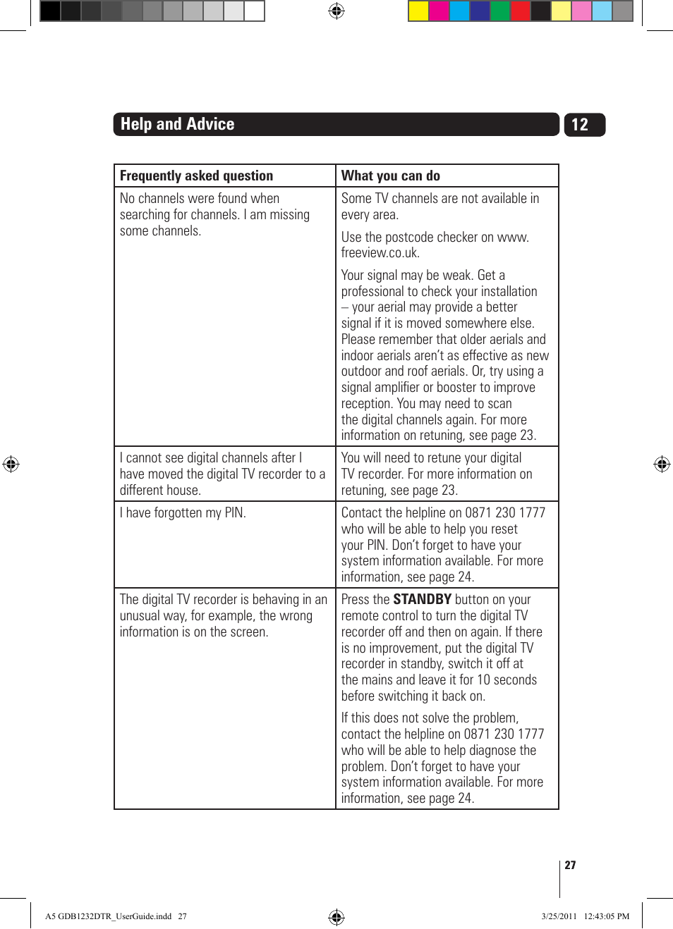 12 help and advice | Goodmans GDB1232DTR User Manual | Page 27 / 32