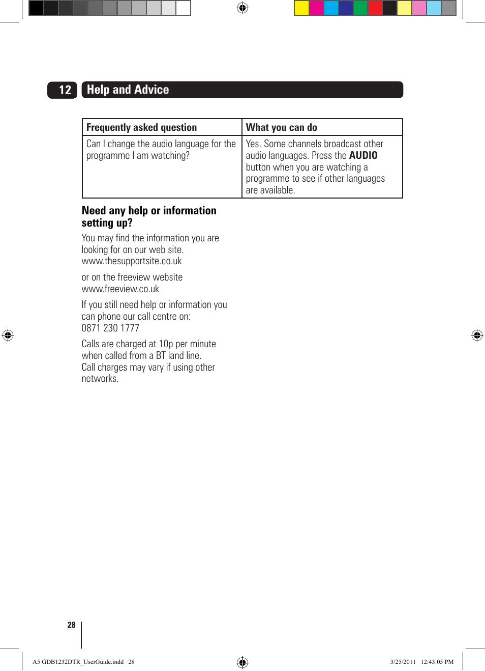 12 help and advice | Goodmans GDB1232DTR User Manual | Page 28 / 32