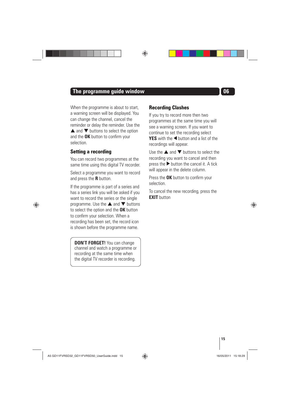 06 the programme guide window | Goodmans GD11FVRSD32 User Manual | Page 15 / 32