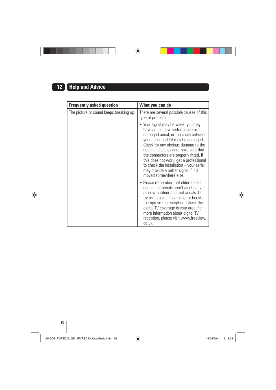 12 help and advice | Goodmans GD11FVRSD32 User Manual | Page 26 / 32