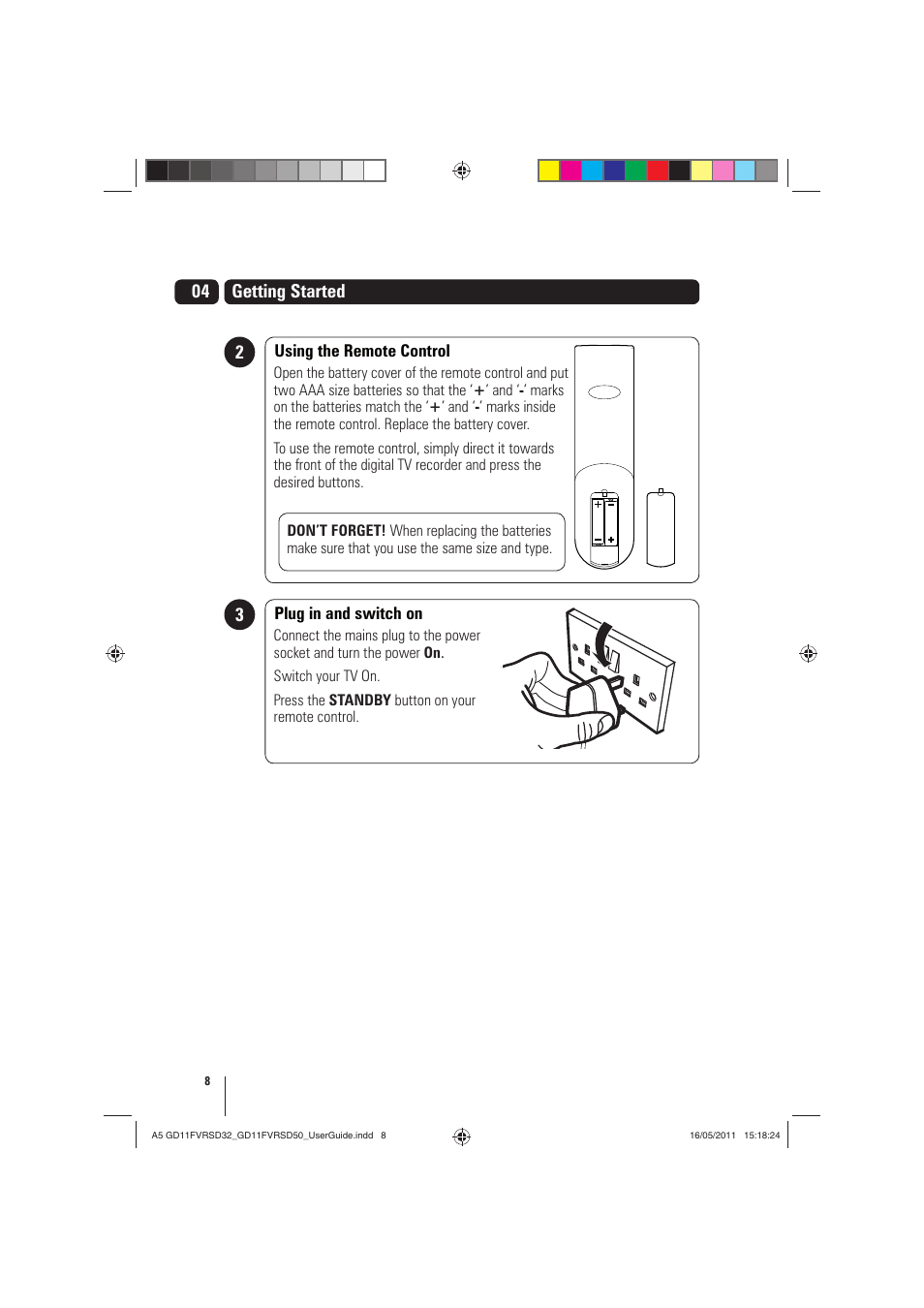 04 getting started | Goodmans GD11FVRSD32 User Manual | Page 8 / 32