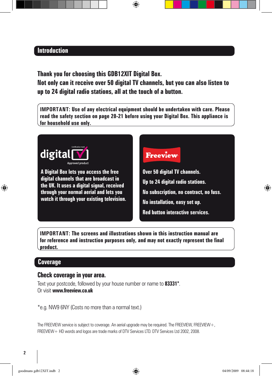 Coverage check coverage in your area | Goodmans GDB12XIT User Manual | Page 2 / 24
