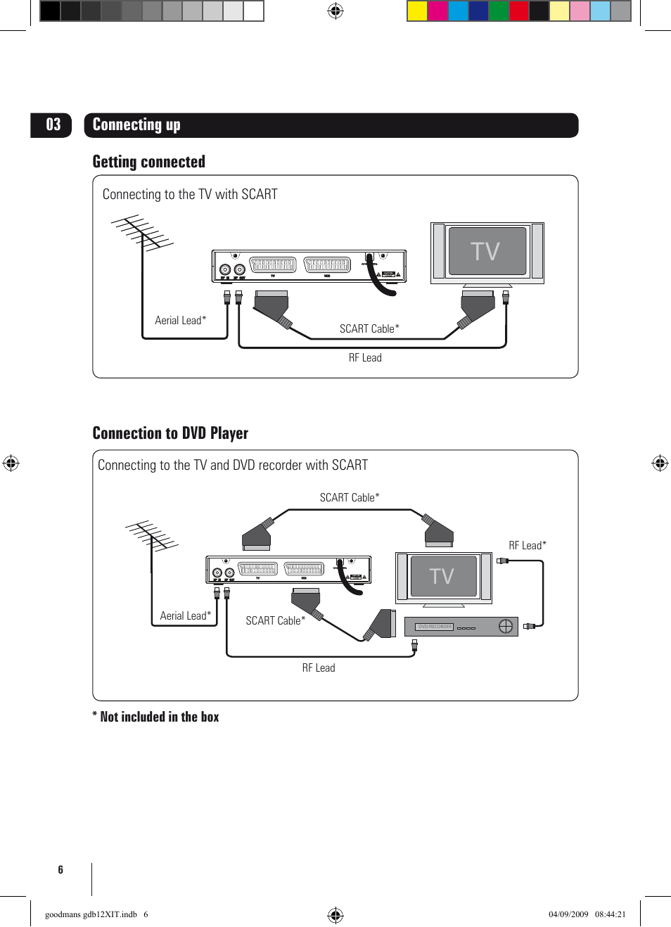 Connecting up 03, Getting connected connection to dvd player | Goodmans GDB12XIT User Manual | Page 6 / 24