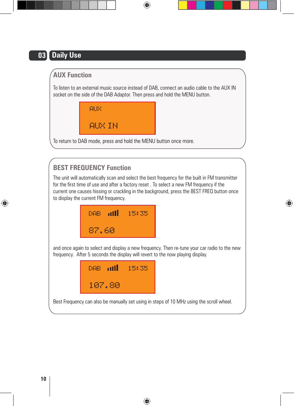 Aux in | Goodmans GFMTDAB10 User Manual | Page 10 / 16