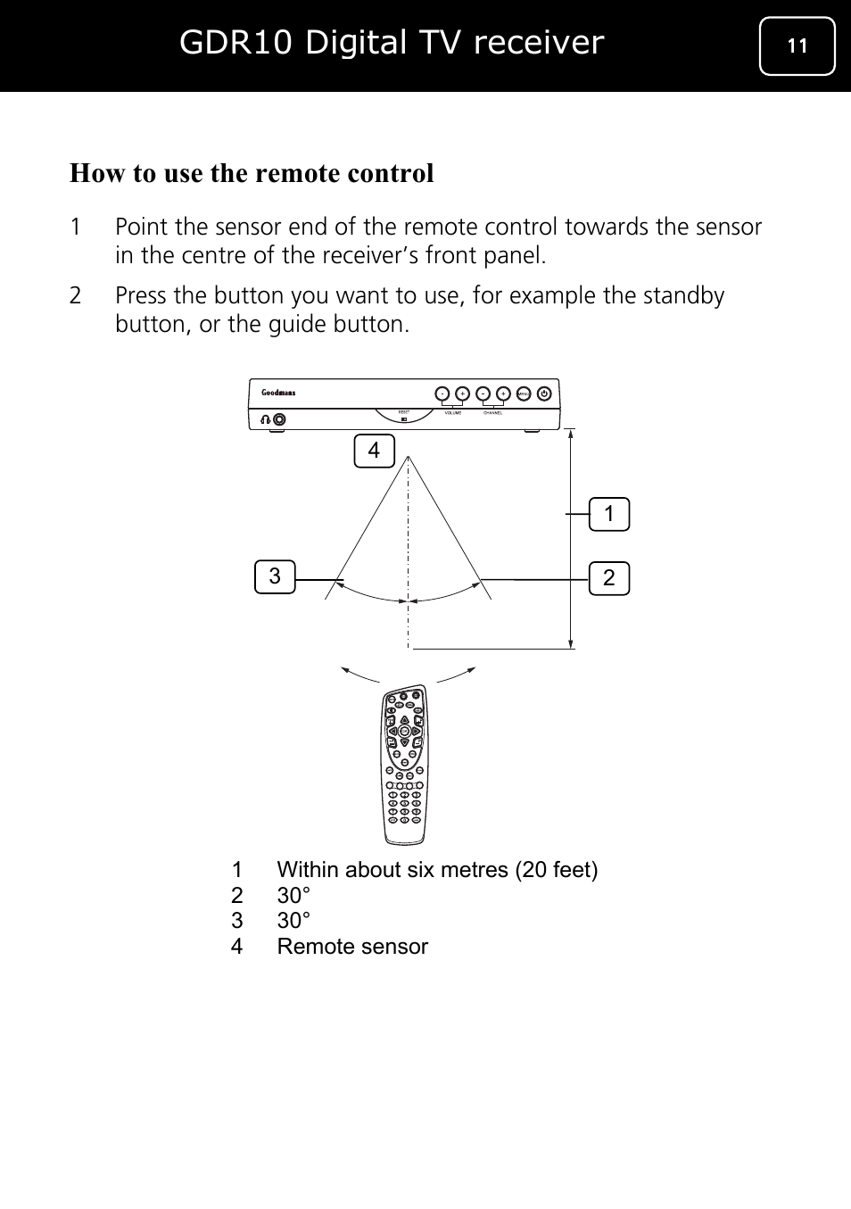 Gdr10 digital tv receiver, How to use the remote control | Goodmans GDR10 User Manual | Page 11 / 76