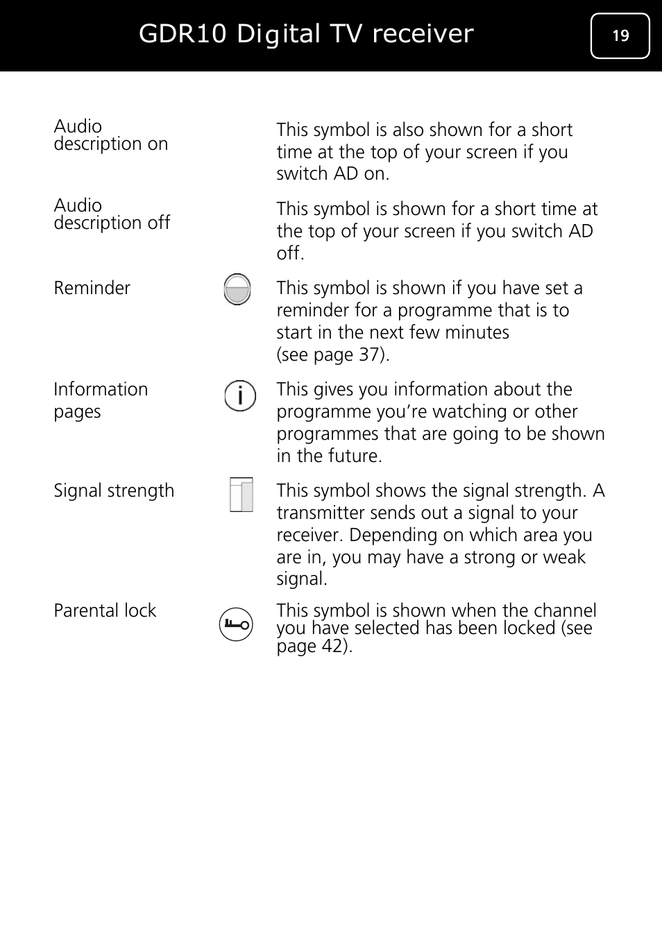 Gdr10 digital tv receiver | Goodmans GDR10 User Manual | Page 19 / 76