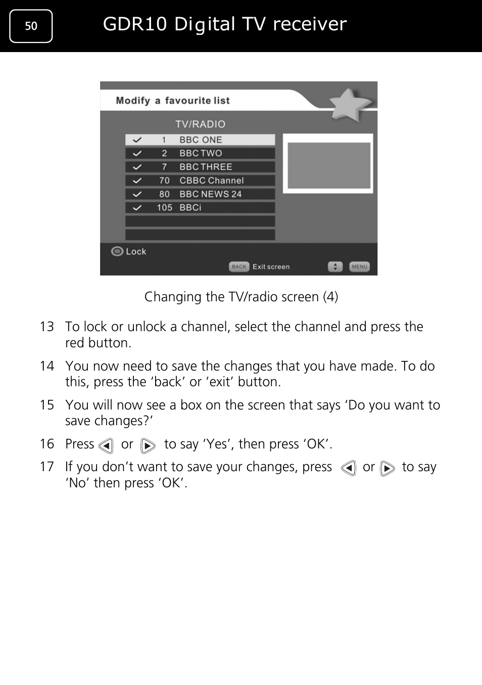 Gdr10 digital tv receiver | Goodmans GDR10 User Manual | Page 50 / 76