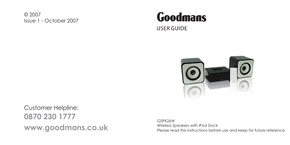 Goodmans GSPK26W User Manual | 5 pages