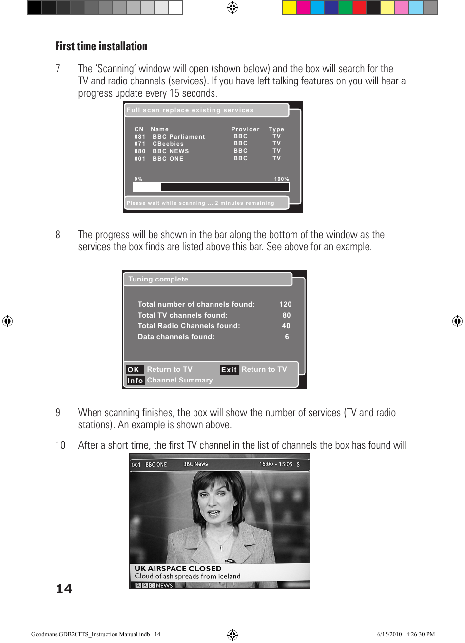 First time installation 14 | Goodmans GDB20TTS User Manual | Page 14 / 76