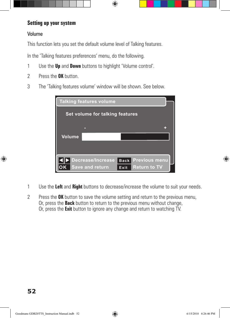Setting up your system 52 | Goodmans GDB20TTS User Manual | Page 52 / 76