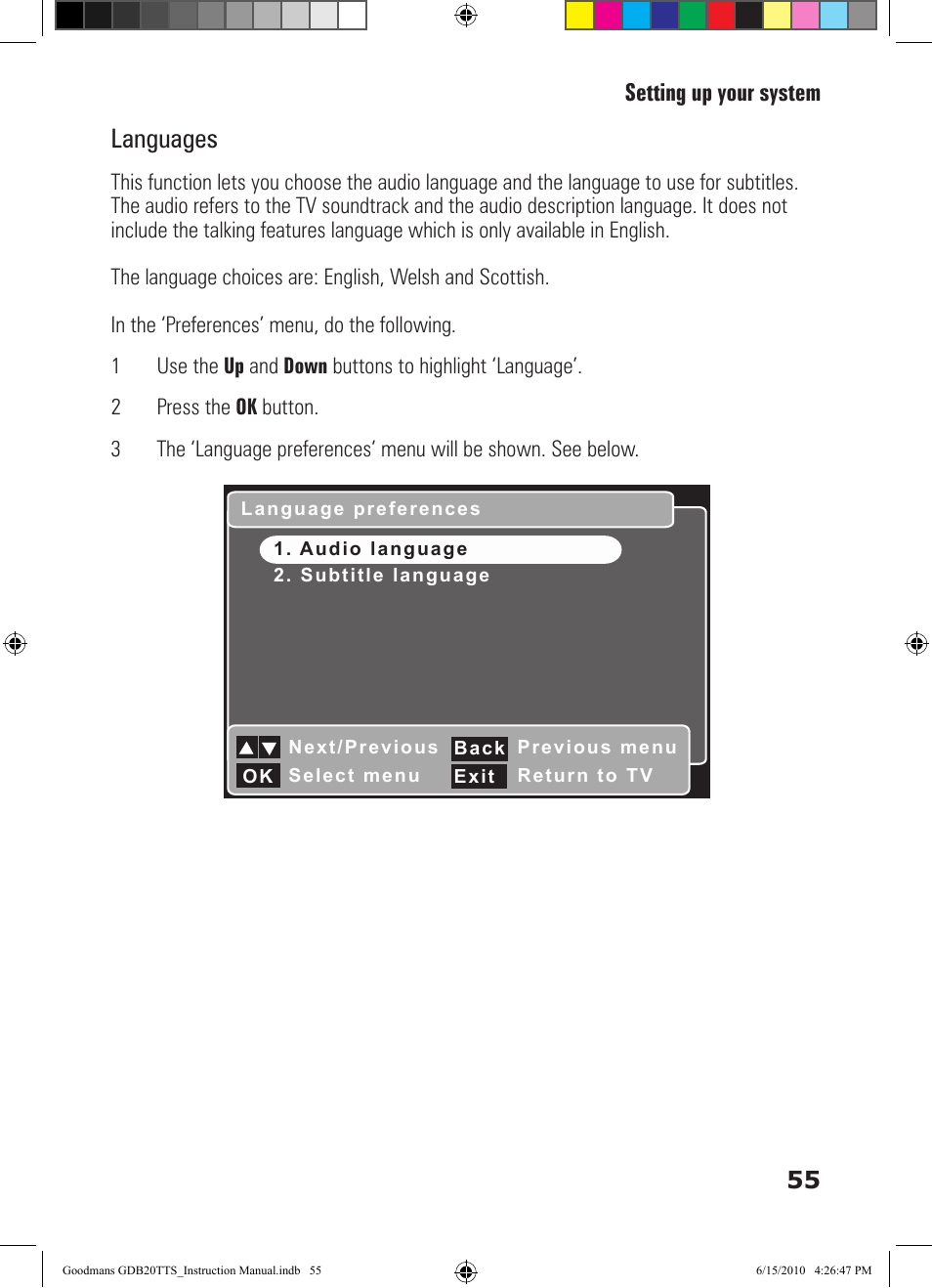 Languages | Goodmans GDB20TTS User Manual | Page 55 / 76