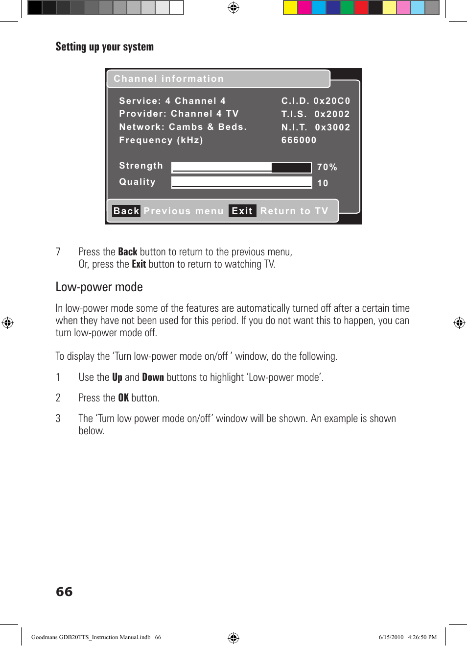 Low-power mode | Goodmans GDB20TTS User Manual | Page 66 / 76