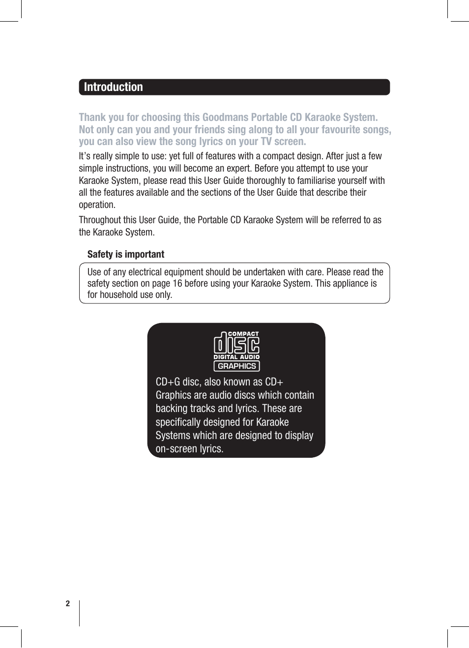 Introduction | Goodmans XB6CDG User Manual | Page 2 / 20