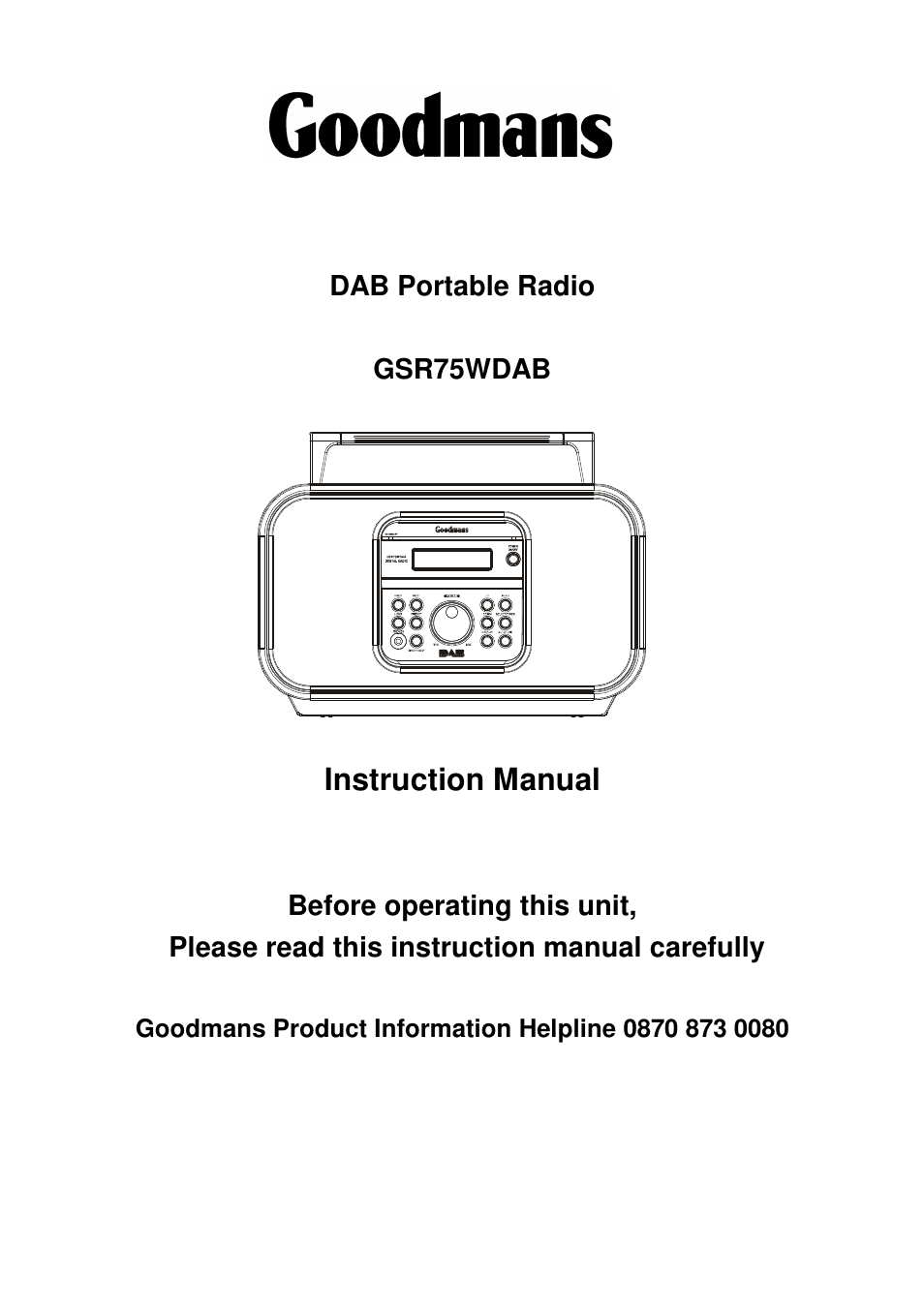 Goodmans GSR75WDAB User Manual | 22 pages