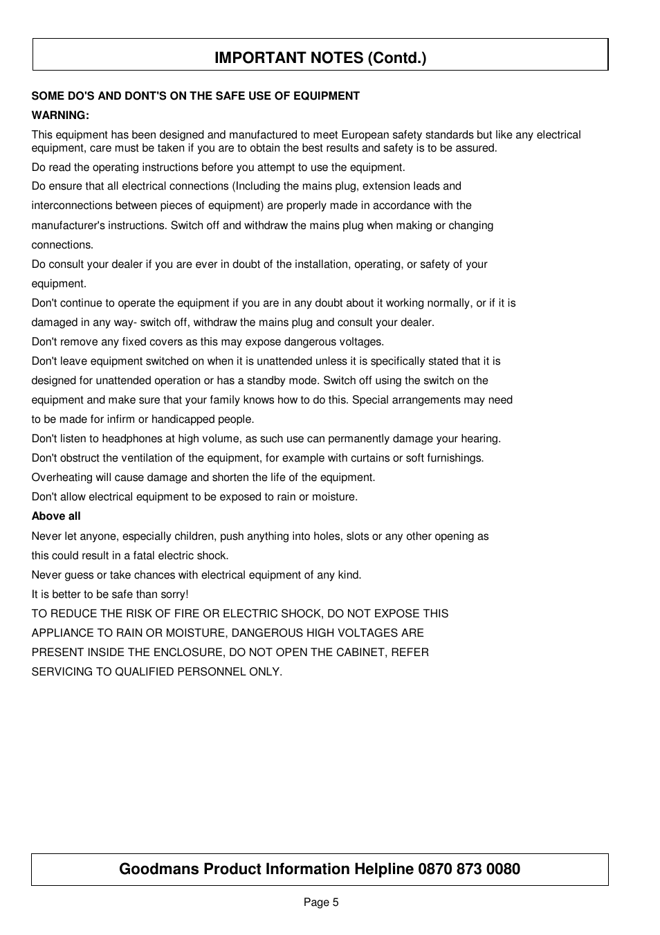Goodmans GSR75WDAB User Manual | Page 5 / 22