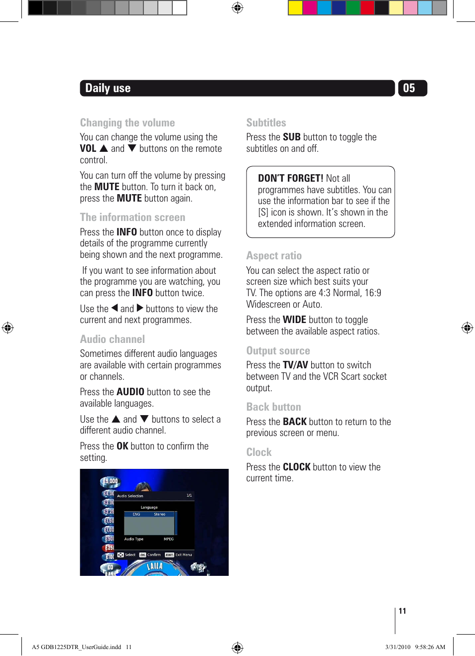 Daily use | Goodmans GDB1225DTR User Manual | Page 11 / 32