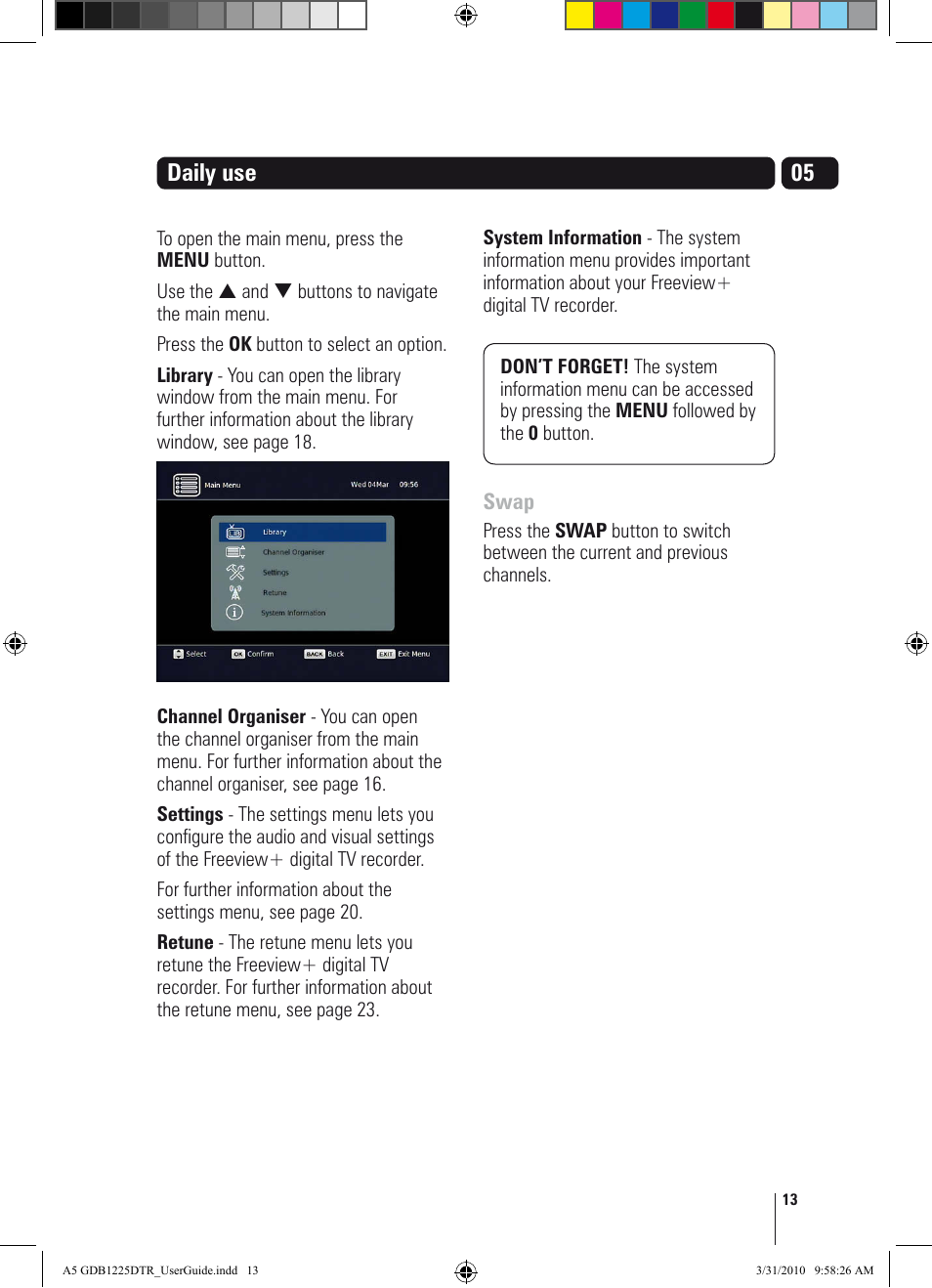05 daily use | Goodmans GDB1225DTR User Manual | Page 13 / 32