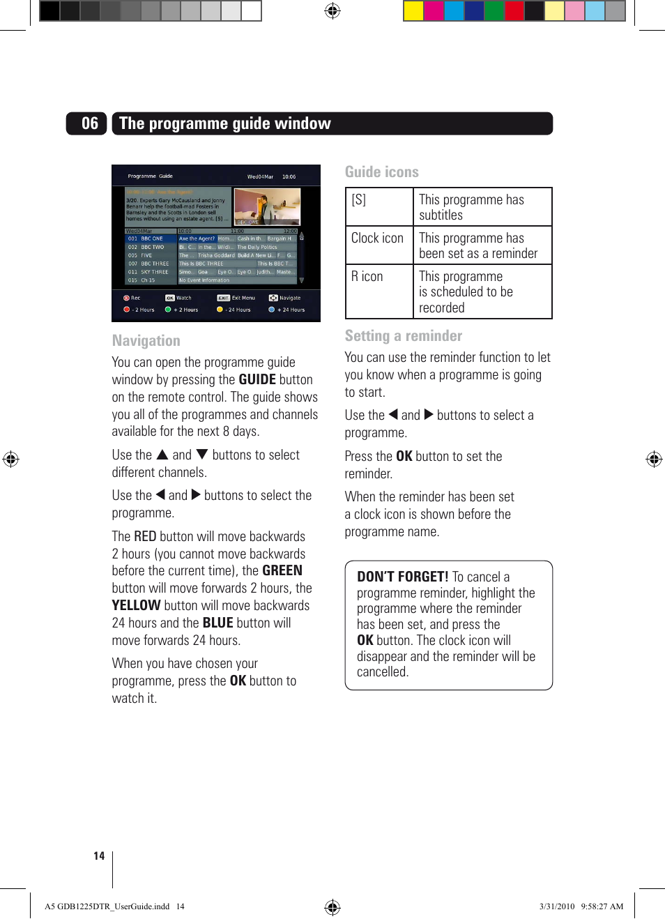 The programme guide window | Goodmans GDB1225DTR User Manual | Page 14 / 32