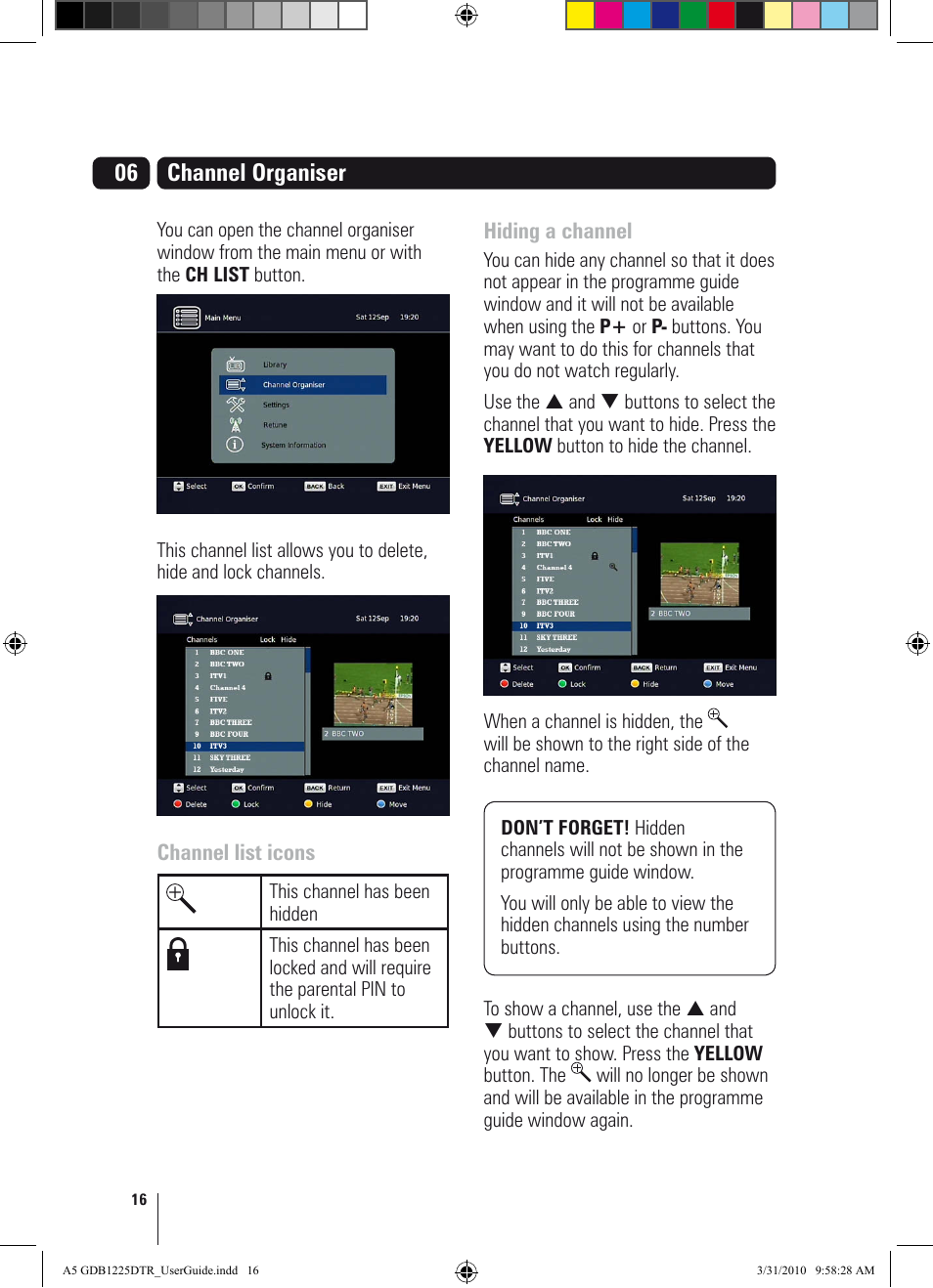 06 channel organiser | Goodmans GDB1225DTR User Manual | Page 16 / 32