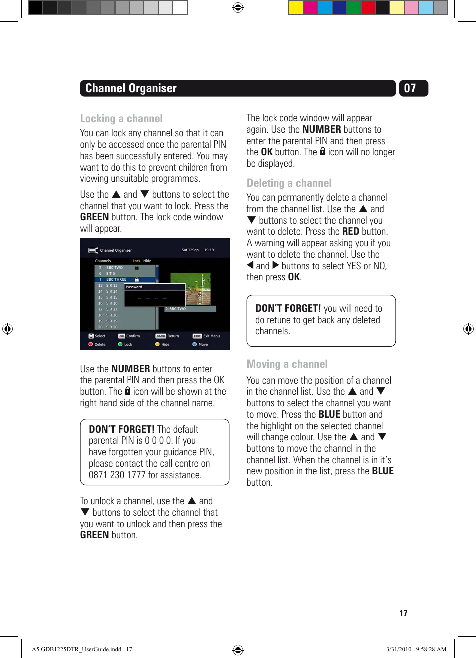 07 channel organiser | Goodmans GDB1225DTR User Manual | Page 17 / 32