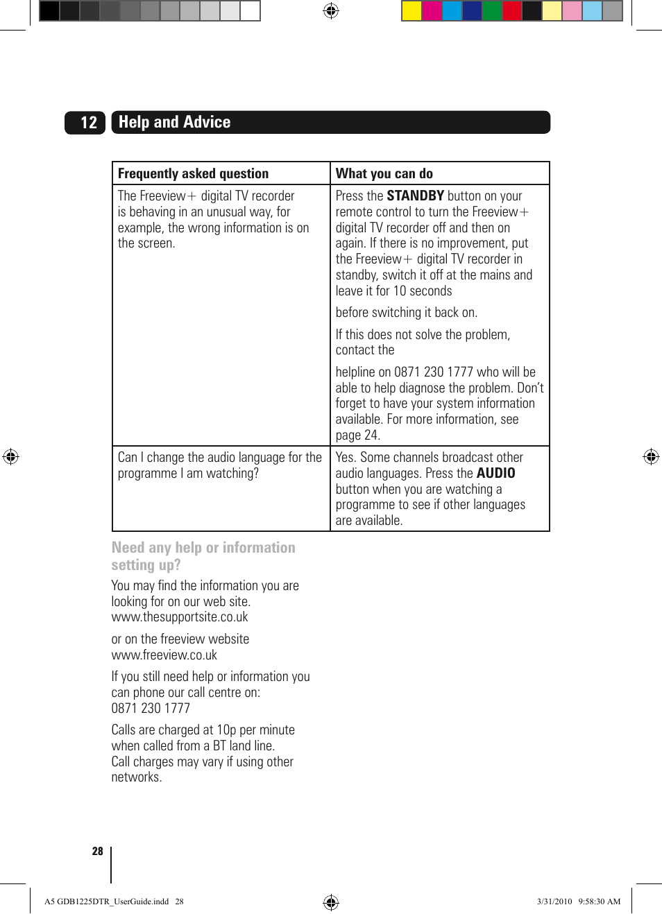 12 help and advice | Goodmans GDB1225DTR User Manual | Page 28 / 32